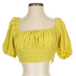 NWT Urban Outfitters Yellow Puff Sleeve Crop Top